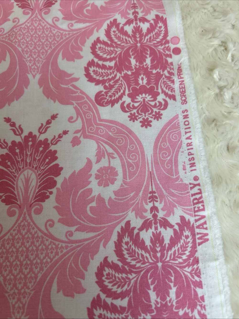 Waverly Inspirations Pink Fleur de Lis Cotton Fabric 2 Yards